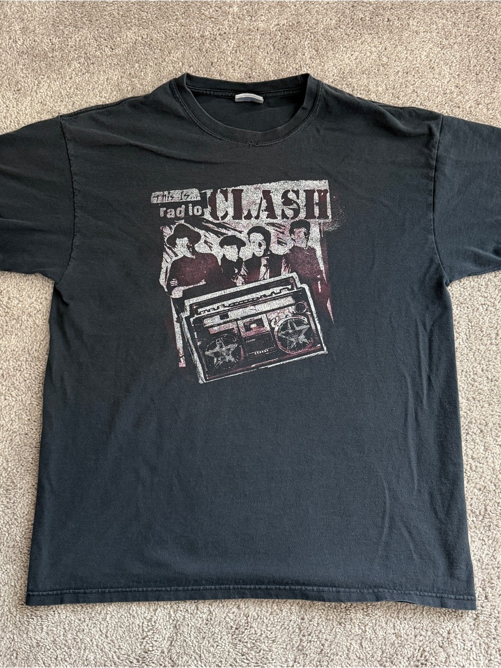 Vintage 90s The Clash Radio Clash T-Shirt Hanes Heavyweight 22x27.5 Large